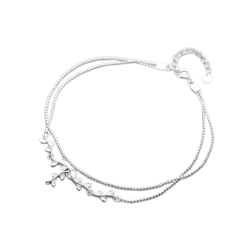 Bracelet de cheville végétal argent 925, le cadeau idéal pour gâter une femme