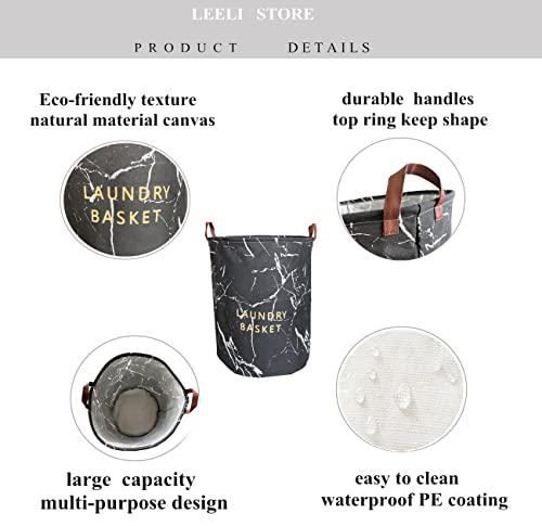 Leeli Laundry Hamper With Handles Collapsible Canvas Laundry Basket,Waterproof Storage Basket Home Organizer For Nursery,Clothes,Toys,Baby Hamper19.7×15.7(Black) #TOP2