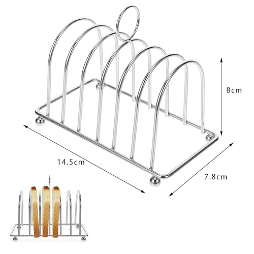 FUSONGQINTANG Toastständer mit Kugelfüßen Toasthalter für 6 Scheiben Edelstahl Toastständerhalter für Frühstück Toast Restaurant Küchenzubehör