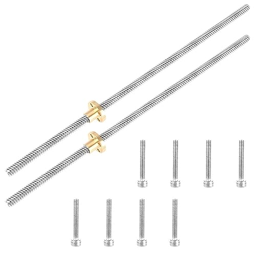 YAKLEE T8 Gewindespindel 2 Stück 8mm Trapezgewindespindel mit Mutter, 300mm Lang T8 Gewindestange Leitspindel, 304 Edelstahl Trapez Gewindespindel für 3D Drucker Schrittmotorantriebe YAKLEE T8 Gewindespindel 2 Stück 8mm Trapezgewindespindel mit Mutter, 300mm Lang T8 Gewindestange Leitspindel, 304 Edelstahl Trapez Gewindespindel für 3D Drucker Schrittmotorantriebe