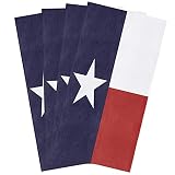 AXMSYun Kitchen Towels Set of 4 Texas Flag Star Absorbent Dish Towels White Blue Red Lightweight Tea