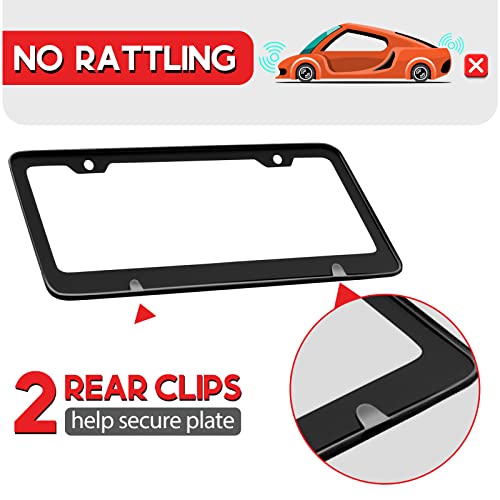 Toykee License Plate Frames 2 Pack For Women Men Car Plate Holder Cover Cool Baseball White Metal Tag Frame Stainless Steel Car Front Rear Plate Decor #TOP2