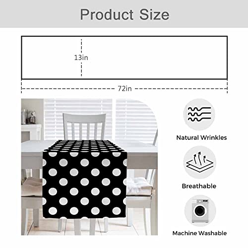 Hosnye HE-TABLE-A059 Runner White Polka Dot Pattern,Cotton Linen Table Runner Decoration thumb #5