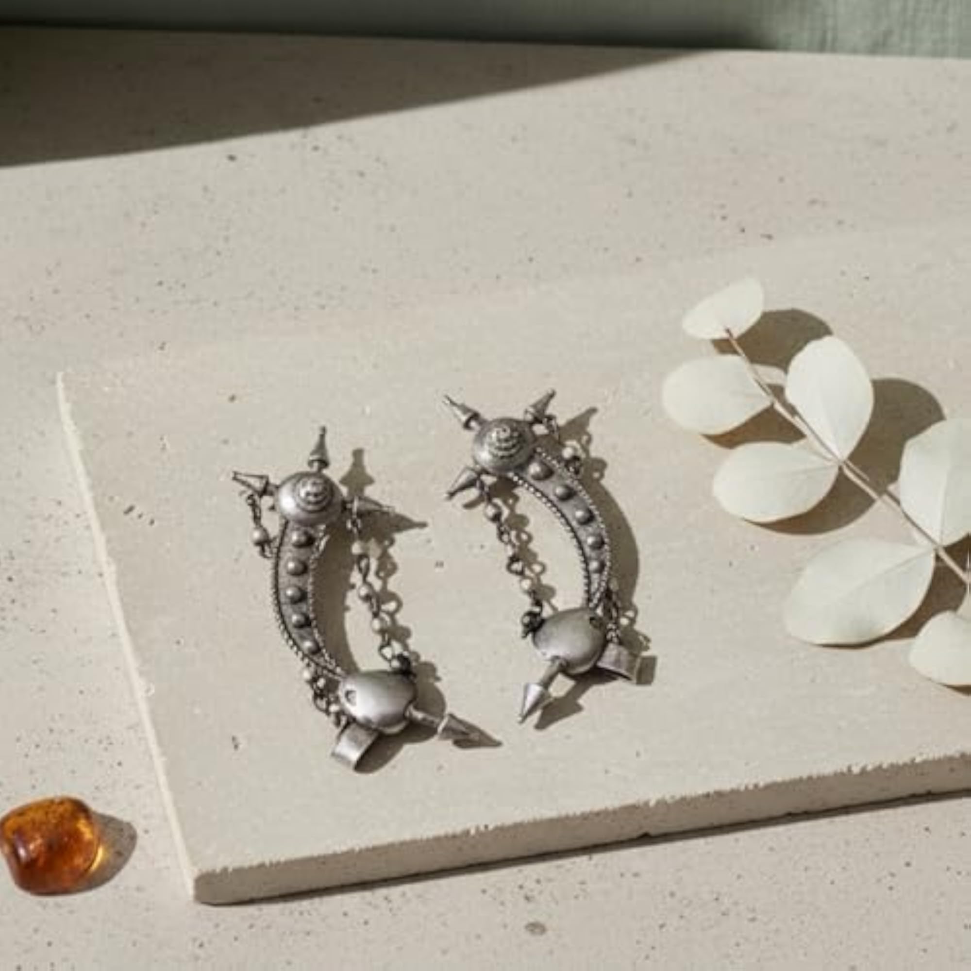 Women's Oxidised Silver Ear Cuffs & Earrings Set