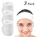 Produktbild Whaline Spa Make-up-Stirnband Handtuch Gesichtshandtuch Waffelmuster Frottee mit Magic Tape für Gesicht, Bad, Dusche und Sport, 3 Stück (weiß)
