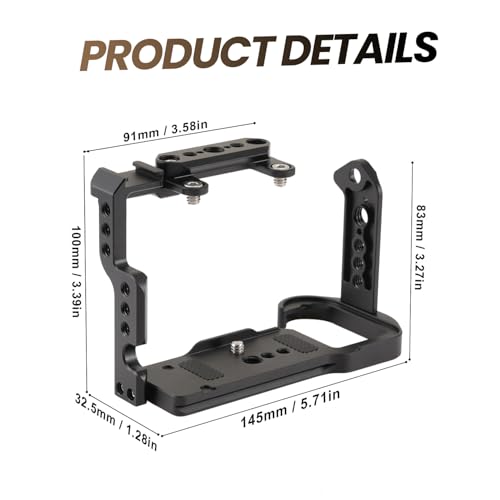 Image of HIFFIN FX2 Metal Camera Cage with Built-in Arca-Type Quick Release Plate, Filmmaking Video Cage with Cold Shoe Mount, 1 /4″ & 3 /8″ Threaded Holes