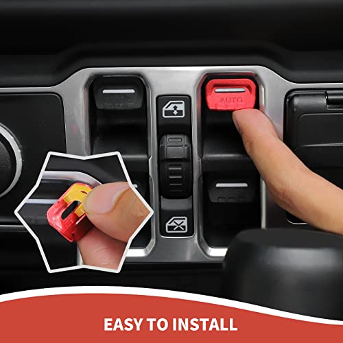 Razpoy For Jl Window Switch Trim, 4Pcs Center Console Window Button Cover Compatible With 2018-2023 Jeep Wrangler Jl Jlu & Gladiator Jt, Aluminum Red #TOP6