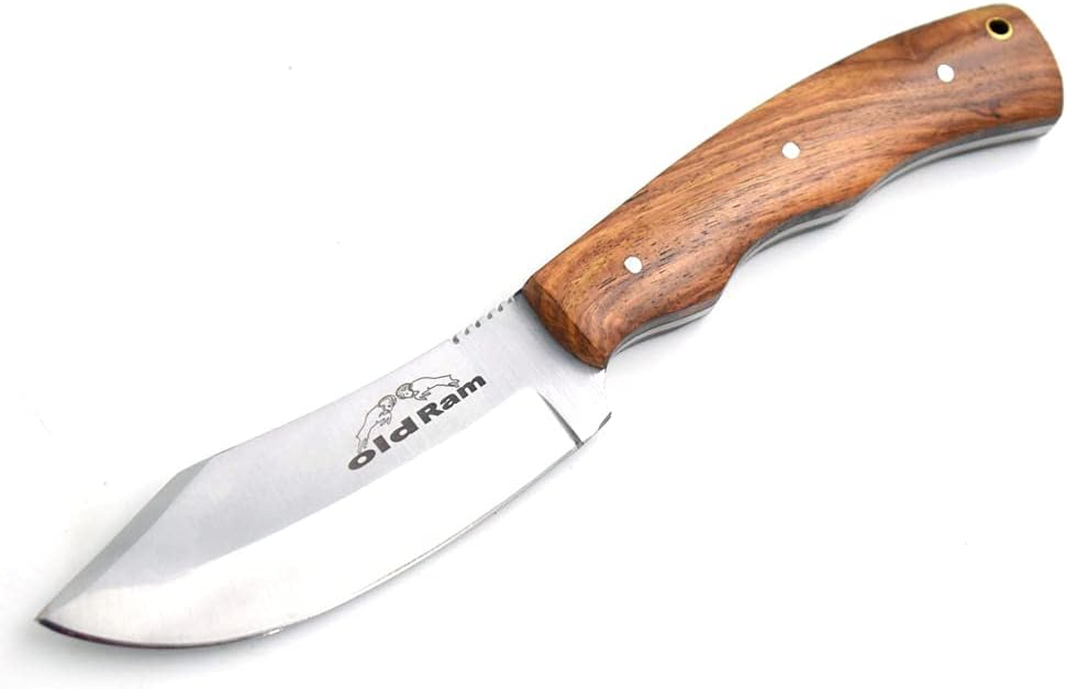 Fix Blade Full Tang Hunting Knife Wood Handle High Carbon Steel w/Sheath