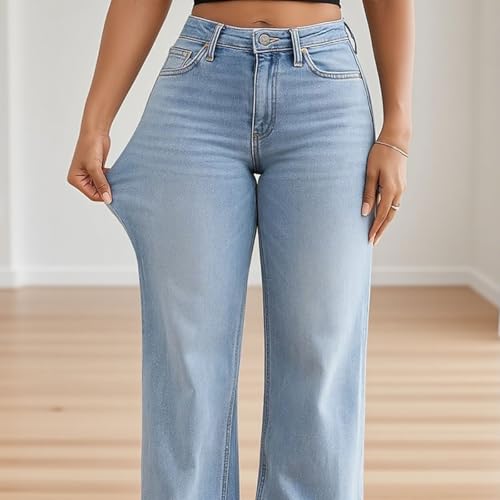 Valvari Jeans, Valvari Mid-Low Rise Stretch Sweatpant Jeans, Womens Vintage Tummy Control Baggy Straight Leg4