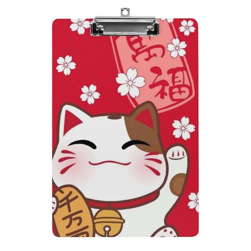 クリップボード 幸運な猫 招き猫 和風 A4サイズ対応 クリップファイル バインダークリップ 用箋ばさみ ファイルボード メモ帳 縦型 書類整理 おしゃれ かわいい 筆記 多機能 壁掛け プレゼント