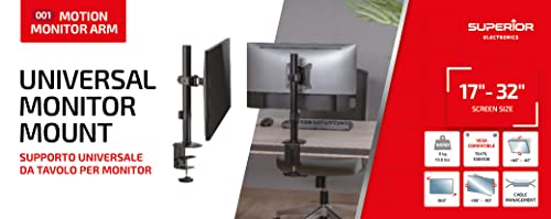 Superior Electronics Supporto Da Tavolo Universale Per Monitor 17-32", Montaggio A Scrivania, Regolabile In Altezza, Per Gaming/Home Office, Vesa 75X75/100X100, 9Kg - SUPSPC001 - 10