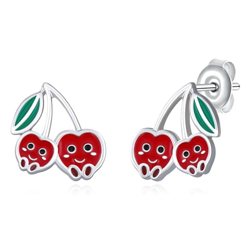 Cherry Earrings Sterling Silver Cherry Earrings for Women Fruit Cherry Jewelry Gifts for Women