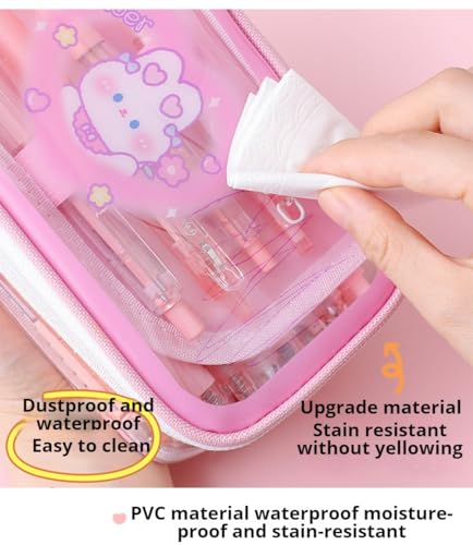 POMN- Estojo fofo multicamadas grande capacidade bolsa para caneta coelho kawaii estojo para caneta