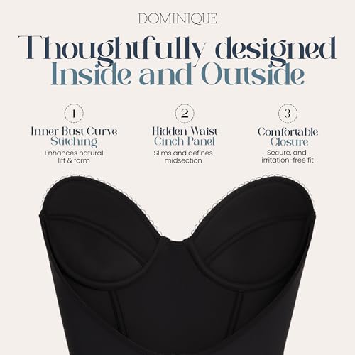 Image of Dominique Noemi Women's Backless Strapless Longline Bustier Bridal Bra #6377 - Full Support, Shaping Bra - Lingerie for women