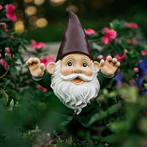 Gnomo de jardín solar Figglethorpe decorativo con luces nocturnas 3