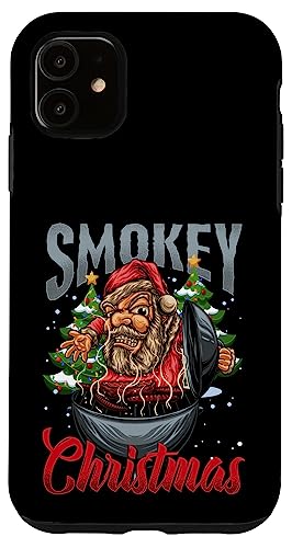 Carcasa para iPhone 11 Barbacoa de Santa a la parrilla ahumador «Smokey Christmas»