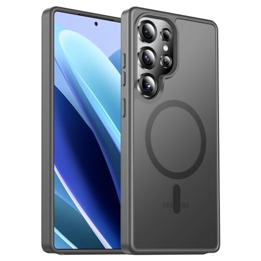 Renmou Projetada para capa magnética para Samsung Galaxy S25 Ultra, [compatível com MagSafe] [proteção contra quedas de grau militar] fina translúcida fosca à prova de choque com capa de telefone