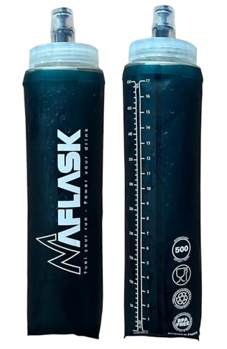 MAFLASK® Gourdes/Flasques Souples 500 ml – Lot de 2 Softflask Diamètre 42 mm Sans BPA, Ultra-Légères,Anti-Fuite, Bouteilles d’Eau Sport pour Running,...