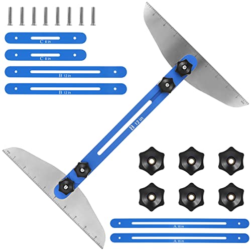 Sesaver Stair Tread Template Tool 11-60 Inch Adjustable Length Stair Measuring Tool Jig High Precision Shelf Scribe Layout Tools for Cutting Stairs Riser Shelf and Drywall