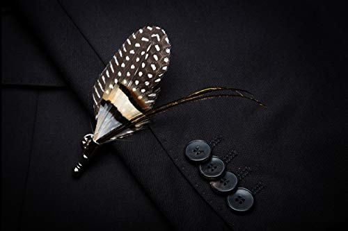 Rbocott Leather Feather Handmade Pre-Tied Bow Tie And Brooch Sets For Men(2) #TOP4