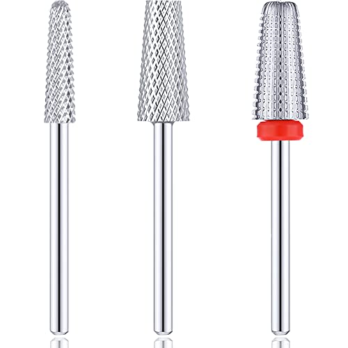 Outus 3 Pcs 5 in 1 Nail Drill Bit 3/32" Tapered Barrel Sanding Bit,Sliver