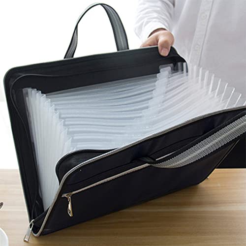 Cartella espandibile Cartella for ufficio in tela e pelle 12 strati Portafoglio espandibile Document Organizer File Folde A4 36x28cm Borsa di grande capacità