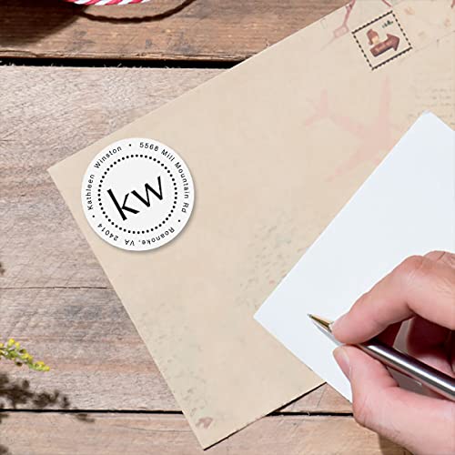 Simplicity Monogram Personalized Return Address Labels – Set Of 144, Round, Self-Adhesive, Flat-Sheet Labels, By Colorful Images #TOP3