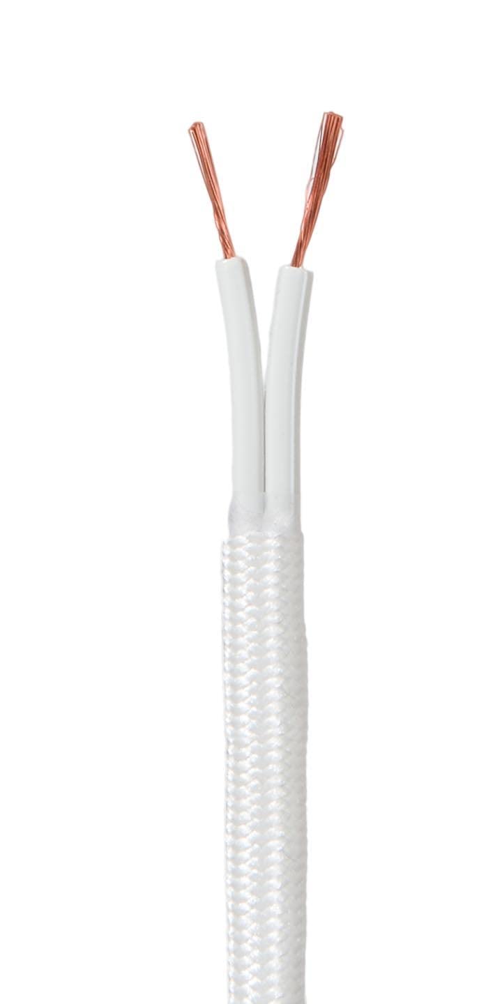 B&P Lamp® 12 Feet Long, SPT-2, Parallel 18 Gauge, Rayon Covered, Two Wire Lamp Cord, White