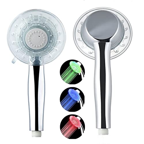 Led Handbrause Duschkopf Großer Handhled Duschbrause Wassersparend 3 Farben Farbwechsel Temperaturregelung 2 Modi Einstellbar Verchromter Duschköpfe Brausekopf Dusche Regendusche Sparduschkopf