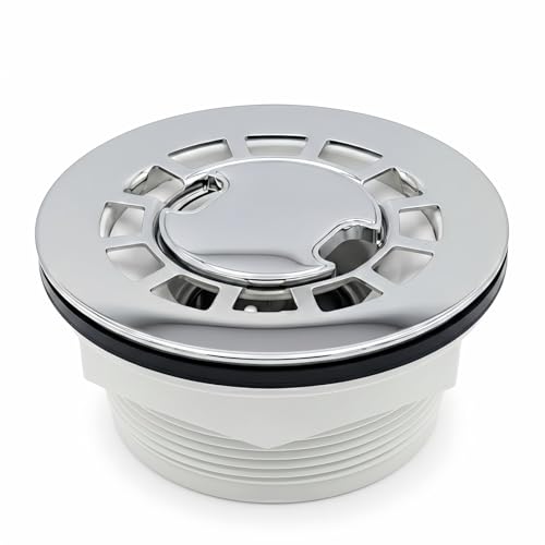 Veloaura No-Caulk 2 Inch Shower Drain Kit with Lift-Out Hair Catcher for Shower Pan, Round Shower Floor Drain with 4-1-4 304 Stainless Steel Grid Strainer Cover, for Bathroom