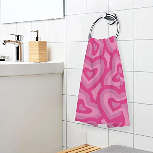 Kigai Valentine Y2K Pink Love Cotton Hand Towels For Bathroom, Soft Absorbent Washcloths For Kitchen Hotel Gym Swim Camp Beach Spa, 2 Pack #TOP5