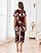 Ekouaer Women's Pajamas Set Short Sleeve Sleepwear 2 Piece Round Neck Top Capri Pants Loungewear with Pockets Wine/Pink Flower M