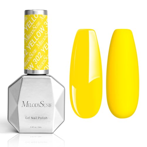 MelodySusie Thick Neon Almond Yellow Gel Nail...