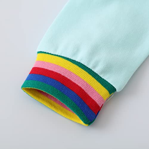Image of Girls Cotton Long Sleeve Casual Cartoon Appliques Striped Jersey Dresses