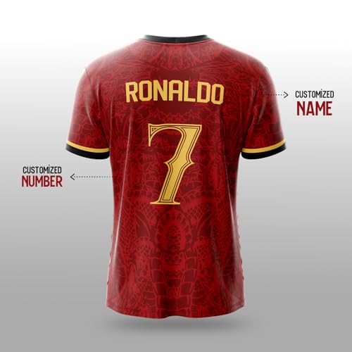 Image of YOURJERSEY Real Dragon Fury Football Jersey | Custom Name & Number | 3 Colors: Red | Black | Green | Sizes 2Y to 4XL | Premium Custom Football & Cricket Jersey | Premium Breathable Fabric