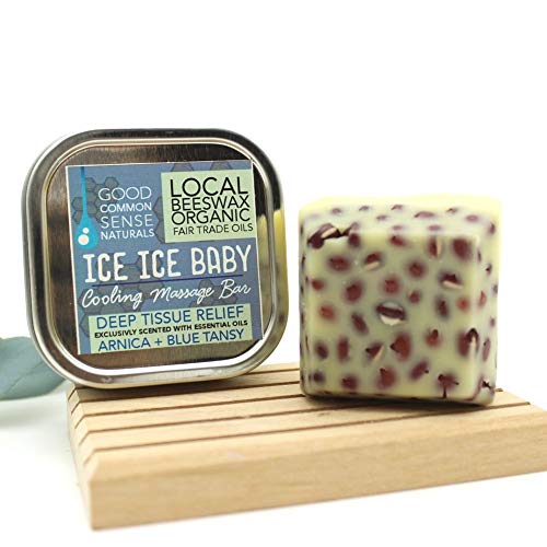 Ice Ice Baby Massage Lotion Bar - Cooling Muscle Relief Massage Bar with Travel Tin - Post Workout Massage Lotion