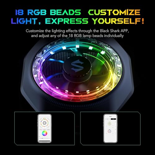 Image of Cubonic Black Shark Magnetic FunCooler 5 Pro - 18 Addressable RGB LEDs, Detachable Grip, APP-Controlled Thermostatic Cooling Fan compatible for iPhone MagSafe /Android /iPad