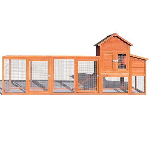 122" Wooden Chicken Coop, Outdoor Chicken Coop with Run for 5-10 Chickens, Hen House Duck Coop with Nesting Box, Chicken Perch and Ramp, Rabbit Hutch Poultry Cage for Backyard - Thumbnail 5