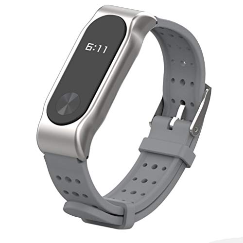 Nova pulseira de silicone com pulseira inteligente para Xiaomi Mi band 2 (cinza prata)