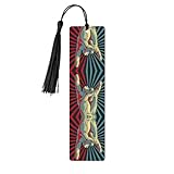 Rock and Roll Marque-page en bois avec pompon, idéal pour les amateurs de livres, marque-page unique en bois pour homme et femme