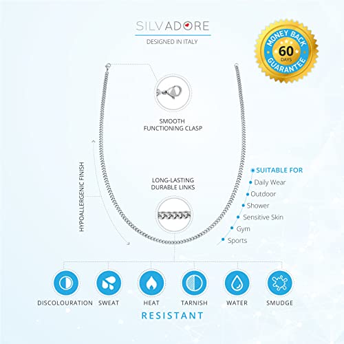 Silvadore 6Mm Cuban Link Chain For Men - Men's Thick Curb Silver Necklace - Super Strong Stainless Steel Tone Diamond Cut Neck Jewelry - Birthday Gifts For Men Dad Husband Guys - 18 20 22 24 Inch Uk #TOP3