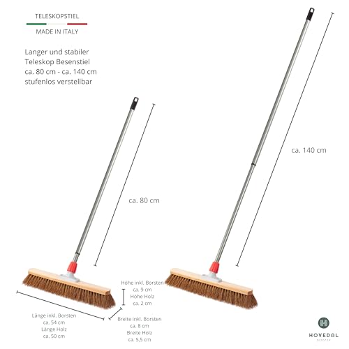 Kokosbesen 50 cm mit Stiel, Besen Kokos mit Teleskopstiel, Straßenbesen breit mit Kokosborsten, Saalbesen Kokos, Besen mit Kokosborsten, Kehrbesen mit Naturfaser – Bild 5