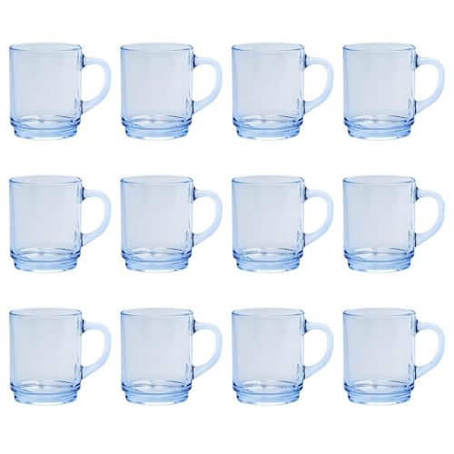 Duralex Versailles Glass Coffee Mugs - 260ml - Marine - Pack of 12