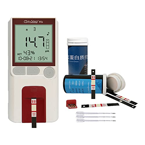 Hemoglobin Meter Hemoglobin Test Meter kit Hemoglobin Analyzer Anemia Monitor includes 125pcs Hemoglobin Test Strips