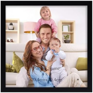 Giftgarden Schwarze Bilderrahmen 20x20 cm, Moderner Fotorahmen für Quadratischer Foto und Bilder, Glattes Schlankes Design, Wand- oder Tischaufsteller - Einzel