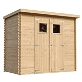 TIMBELA M310 Casetta da Giardino in Legno per Esterni 239x144xA200 cm/2.6m2 - Capanno da Giardino - Piccola Casetta in Legno, Rimessa Attrezzi, Deposito Bici