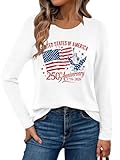 250 Anniversary USA Shirt Women Patriotic 4th of July T Shirt American Flag Long Sleeve 250th Birthday America Tee Tops