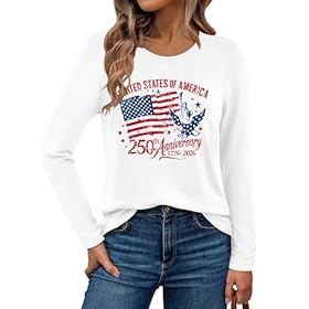 250-Anniversary-USA-Shirt-Women-Patriotic-4th-of-July-T-Shirt-American-Flag-Long-Sleeve-250th-Birthday-America-Tee-Tops