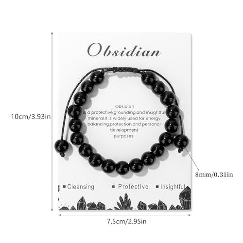 Healing Crystal Bracelet for Women 8mm Natural Stone Crystal Beaded Bracelets Adjustable Handmade Gemstone Bracelet Healing Jewelry Mother's Day Gifts for Women2