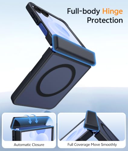 Image of FNTCASE for Samsung Galaxy Z Flip 8 Case: [Hinge Protection + Screen Protector] [Fit for Magsafe] Military Grade Drop Proof, Translucent Matte Protective Phone Cover - Black